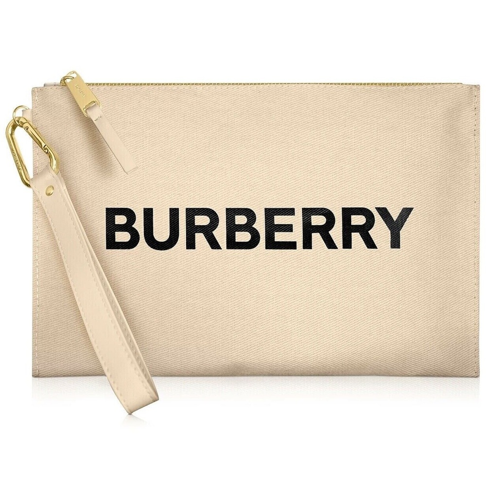NEW Burberry Canvas Wristlet Pouch with Detachable Wrist Strap